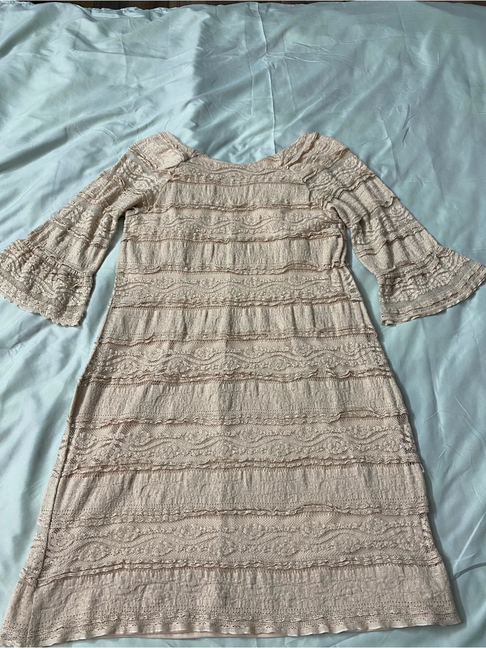 Chris McLaughlin Beige Lace Tiered Ruffle Dress - Size‎ 8 Romantic Feminine - Picture 5 of 10